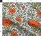 Red Poppies Blue Green Hand Drawn Floral Vines Custom Printed Fabric by Spoonflower Various Fabrics by the Yard or Fat Quarter
